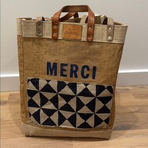 Clare V Tan and Black Merci Tote